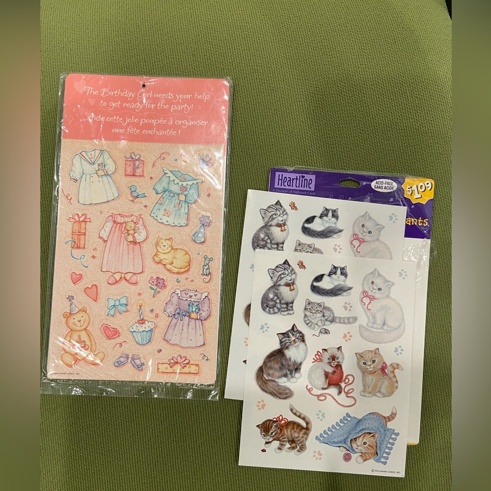 hallmark stickers vintage cat kitten birthday
